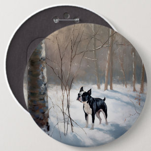 Badge Rond 15,2 Cm Tervueren de Boston Qu'il neige Noël