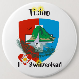 Badge Rond 15,2 Cm Tessin - Ticino - Suisse - Svizzera Buttons