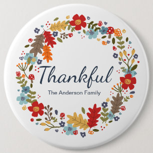 Badge Rond 15,2 Cm Thanksgiving Thankful Fall personnalisée