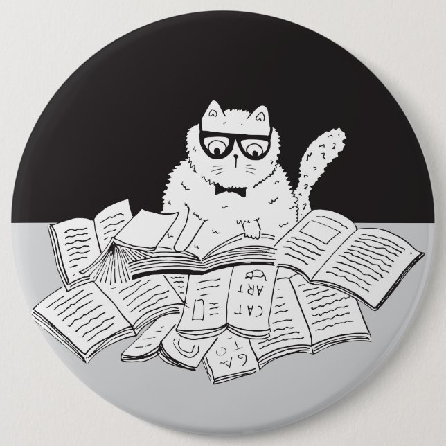 Badge Rond 15,2 Cm The Nerd Cat (Devant)