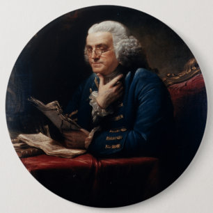 Badge Rond 15,2 Cm Thumb Portrait Benjamin Franklin at White House