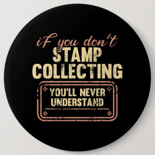 Badge Rond 15,2 Cm Timbre Collecte Funny Collecteur Timbre Philatoire