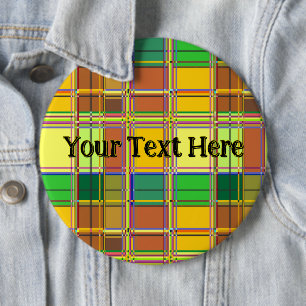 Badge Rond 15,2 Cm Tissu coloré des Caraïbes Madras Tartan