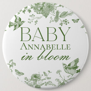 Badge Rond 15,2 Cm Toile Verte De Jouy Vintage Floral Baby Hospital