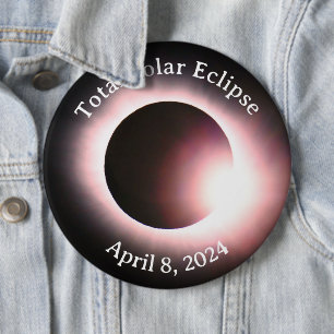 Badge Rond 15,2 Cm Total éclipse solaire 8 avril 2024 soleil de lune