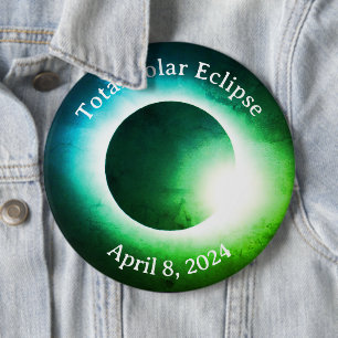 Badge Rond 15,2 Cm Total éclipse solaire 8 avril 2024 soleil de lune