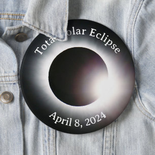 Badge Rond 15,2 Cm Total éclipse solaire 8 avril 2024 soleil de lune