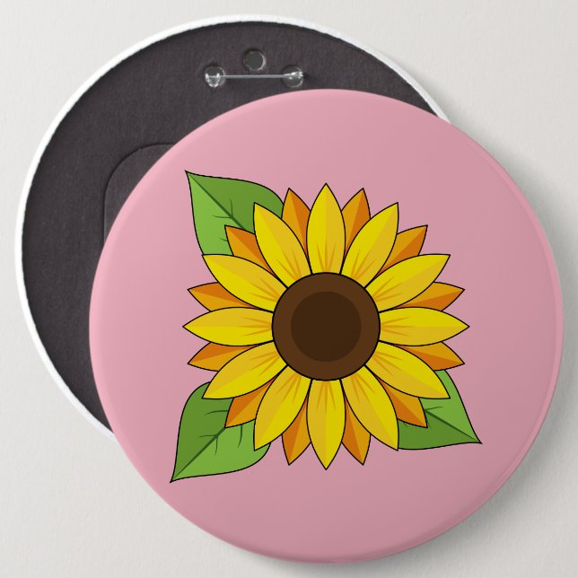 Badge Rond 15,2 Cm Tournesol (Devant & derrière)