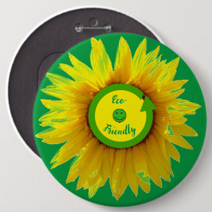 Badge Rond 15,2 Cm Tournesol Vert Tendance Éco-responsable