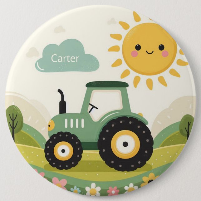 Badge Rond 15,2 Cm Tracteur/exploitation agricole personnalisé (Devant)
