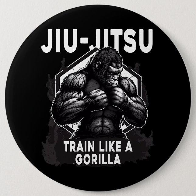 Badge Rond 15,2 Cm Train Comme Un Gorilla Jiu Jitsu (Devant)