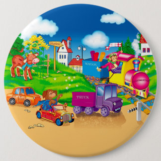 Badge Rond 15,2 Cm train et voiture