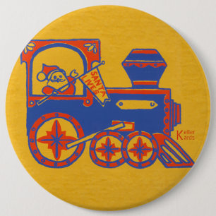 Badge Rond 15,2 Cm Train père Noël