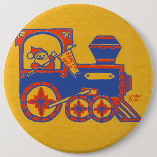 Badge Rond 15,2 Cm Train père Noël (Devant)