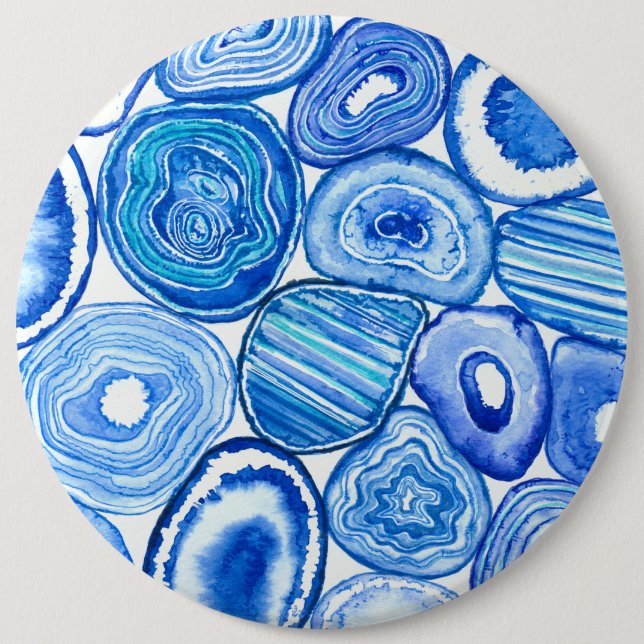 Badge Rond 15,2 Cm Tranches d'agneau bleu (Devant)