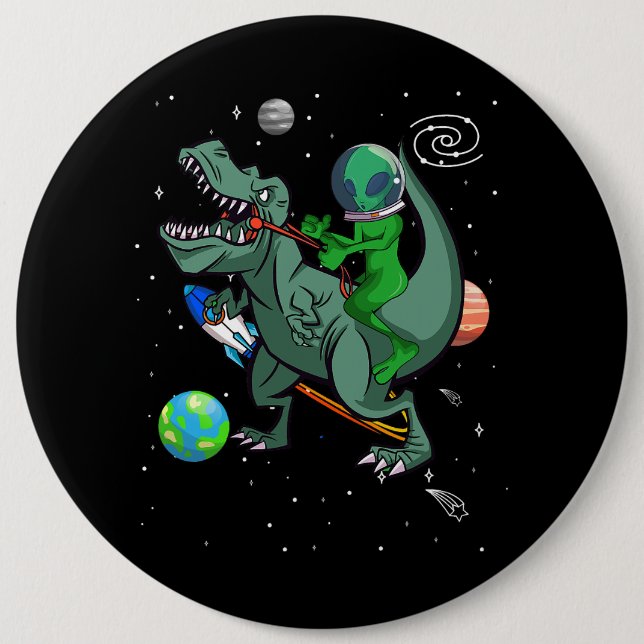 Badge Rond 15,2 Cm TRex Dinosaur Dans l'espace extra-atmosphérique Al (Devant)