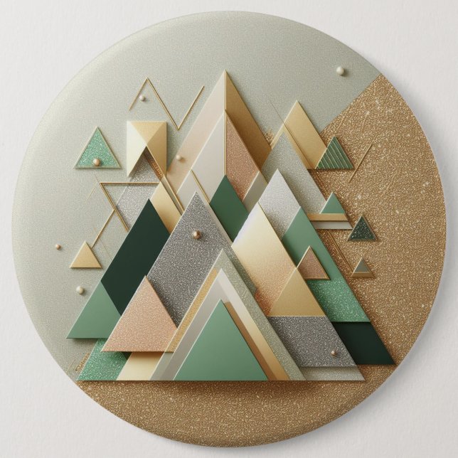 Badge Rond 15,2 Cm Triangle Géométrique Paillettes Abstrait Polygonal (Devant)