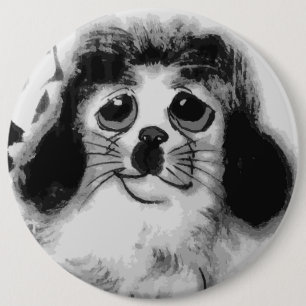 BADGE ROND 15,2 CM TRISTE CHIEN
