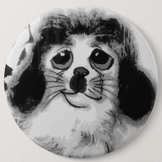 BADGE ROND 15,2 CM TRISTE CHIEN (Devant)