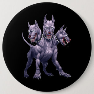 Badge Rond 15,2 Cm Trois Cerberus Chien En Tête