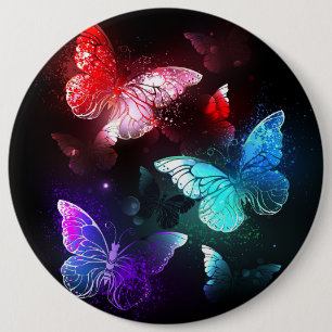 Badge Rond 15,2 Cm Trois papillons lumineux sur fond de nuit