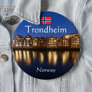 Badge Rond 15,2 Cm Trondheim Norvège Souvenir