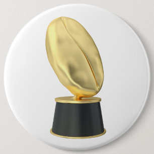 Badge Rond 15,2 Cm Trophée doré avec grain de café