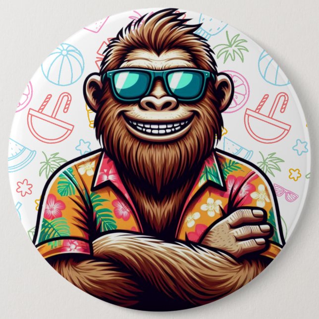 Badge Rond 15,2 Cm Tropical/beach yeti/bigfoot (Devant)