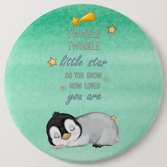 Badge Rond 15,2 Cm Twinkle, Twinkle Little Star pour Penguin endormi (Devant)