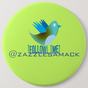 Badge Rond 15,2 Cm Twitter Bird Suivez-moi - Choisir la couleur de l'