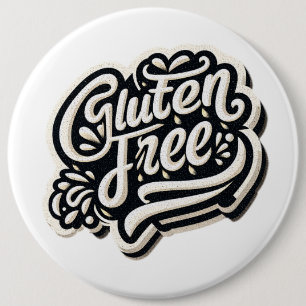 Badge Rond 15,2 Cm Typographie Rétro Sans Gluten Graphique de Script