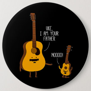 Badge Rond 15,2 Cm Uke Ukulele Je suis ton père Nooo Cadeau pour pap