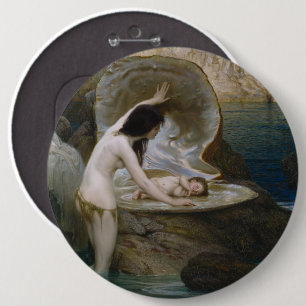 Badge Rond 15,2 Cm Un bébé de l'eau et nymphe sirène de bikini d'algu