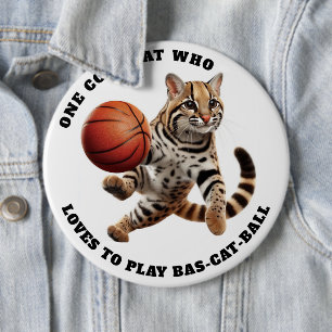 Badge Rond 15,2 Cm Un chat Cool qui aime jouer au Bas-chat-ball