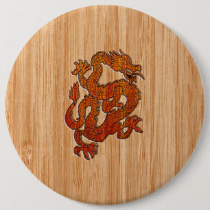 Badge Rond 15,2 Cm Un dragon cramoisi sur bambou comme