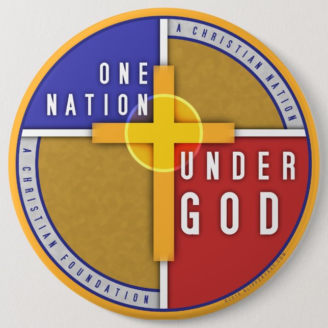 Badge Rond 15,2 Cm Une nation sous Dieu (Devant)