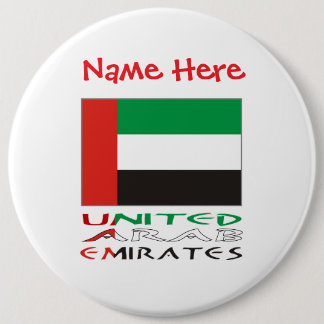 Badge Rond 15,2 Cm United Arab Emirates UAE Flag Red Personalize Name