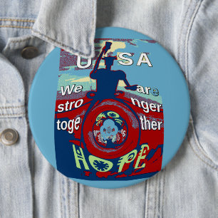 Badge Rond 15,2 Cm United in Hope : Stronger Together - USA Art Print