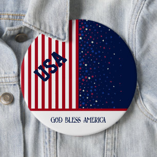 Badge Rond 15,2 Cm USA God Bless America Star Patriotique 4 juillet