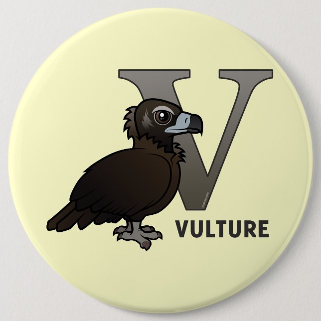 Badge Rond 15,2 Cm V est pour le vautour (Devant)