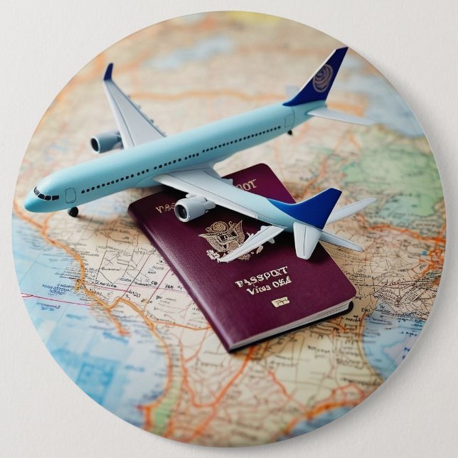 Badge Rond 15,2 Cm Vacances en avion  (Devant)