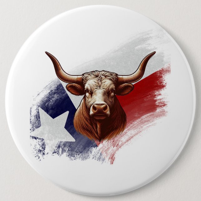 Badge Rond 15,2 Cm Vache longhorne du Texas (Devant)