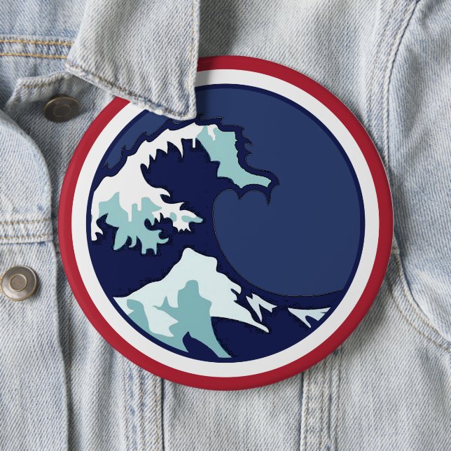 Badge Rond 15,2 Cm Vague bleue (En situation)