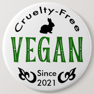 Badge Rond 15,2 Cm Vegan depuis [ajouter votre propre date]