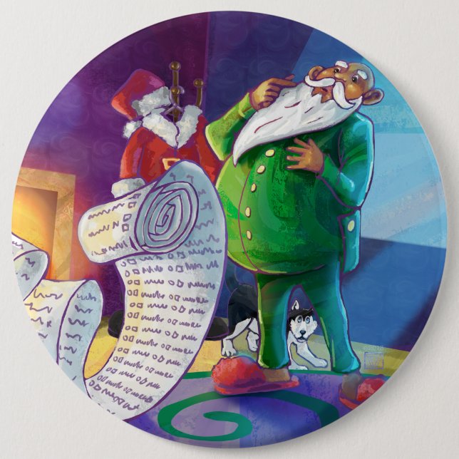 Badge Rond 15,2 Cm Vérifier deux fois Père Noël (Devant)