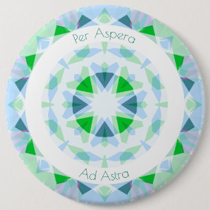 Badge Rond 15,2 Cm Vert Bleu Par Aspera Ad Astra Stars Motivationnel