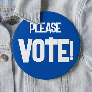 Badge Rond 15,2 Cm Veuillez VOTER ! Bouton de la Campagne Bleue