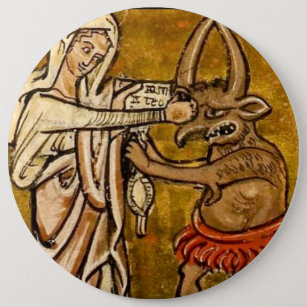 Badge Rond 15,2 Cm Vierge Marie béni poinçonnant le diable dans le