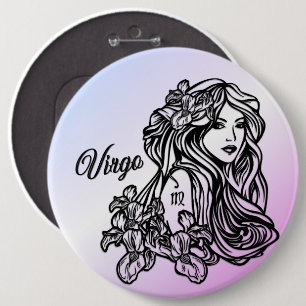 Badge Rond 15,2 Cm Vierge Vierge Zodiaque Violet