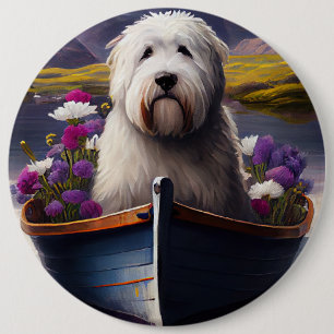 Badge Rond 15,2 Cm Vieux Berger Anglais sur Paddle : Une Aventure Pit